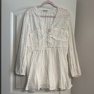 Gianni Bini White Eyelet Mini Dress
